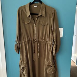 Thyme Maternity Olive Green Dress